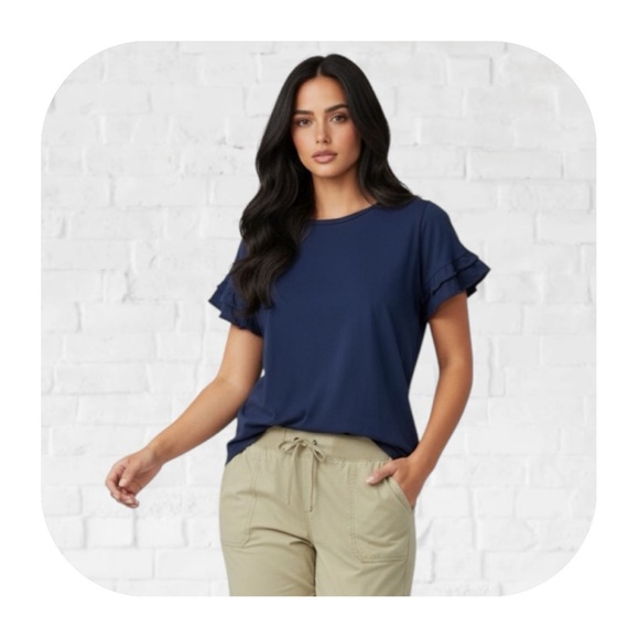 MICHAEL Michael Kors Tops - MICHAEL Michael Kors L blue ruffle sleeve top